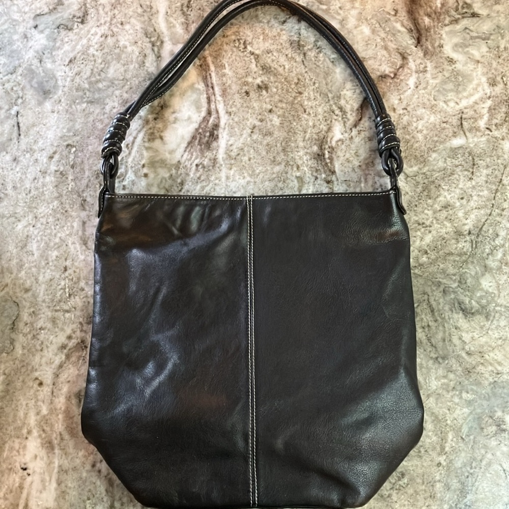Vintage Nino Bossi Genuine Leather Hobo Shoulder Bag Black - Picture 4 of 8